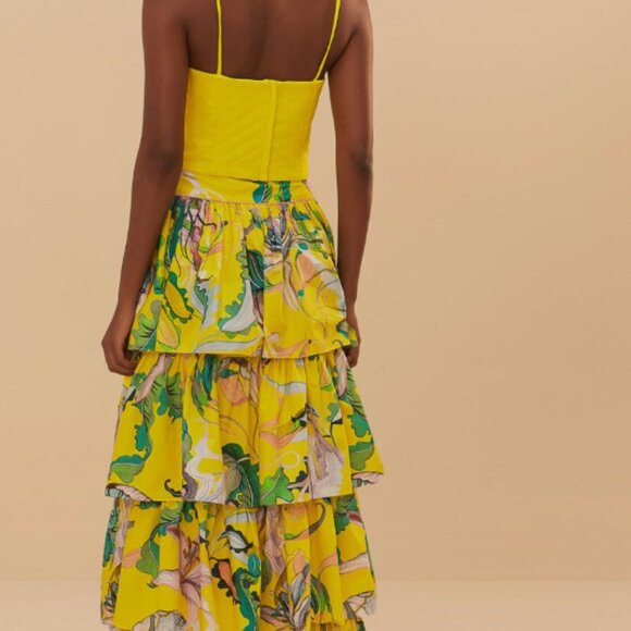 FARM Rio Yellow Jellyfish Bouquet Maxi Skirt - Picture 2 of 3